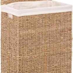 Cos rufe 5Five din trestie impletita, cadru metalic, 40 litri, 37x22x55 cm, maro
