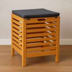 Taburet multifunctional 5Five Sicela, spatiu depozitare, bambus, 35x35x49 cm, bej