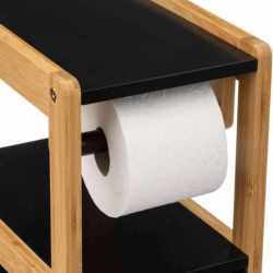 Suport hartie igienica 5Five Natureo cu dulapior, MDF, 33x20x80 cm, negru