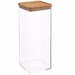 Cutie depozitare 5Five Eske patrata 2L, capac bambus, PS transparent