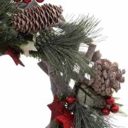 Coronita decorativa cu crengute, pentru Craciun, diametru 30 cm, cu plante uscate