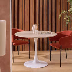 Masa rotunda Atmosphera Elias, 102x74 cm, MDF si metal, bej si alb