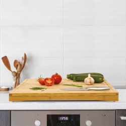 Tocator bambus Bambou, utilizare pe plita sau blat, 52x58x4 cm, natur