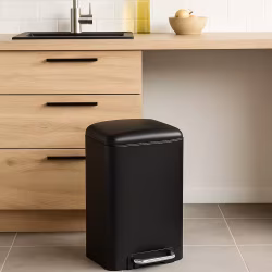 Cos de gunoi 5Five Ariane 20L, cu pedala si inchidere lenta, otel inoxidabil, 30x30x53 cm, negru