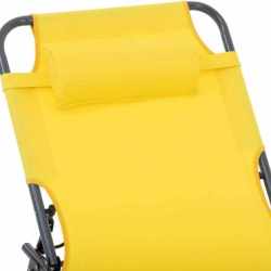 Sezlong 5Five Beach Chair, cadru metalic, pliere compacta, 173x56x27 cm, galben