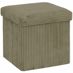 Taburet pliabil Atmosphera Arum din material tip catifea raiat, 38x38x38 cm, verde kaki