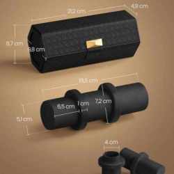SONGMICS Cutie voiaj ceasuri Ronne, 3 compartimente + spatiu ascuns, 21x10x9 cm, negru