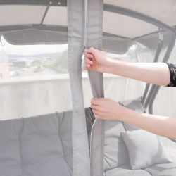 Balansoar leagan pat, 3 persoane, cu plasa tantari si perne, 350 kg, 220x130x175 cm, gri
