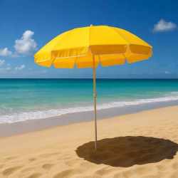 Umbrela de plaja pliabila cu protectie UV si inaltime reglabila, diametru 150 cm, galben