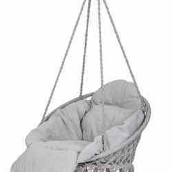 Scaun rotund tip leagan suspendat cu perna Confort Plus, casa sau gradina, gri