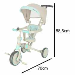 Tricicleta copii 6in1, 70x31x89 cm, cu ghidon reglabil, sezut cu spatar si copertina, cadru metalic, albastru-gri