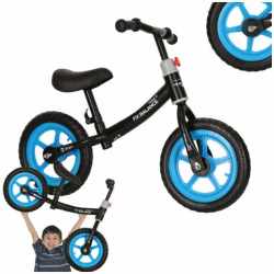 Bicicleta fara pedale pentru copii 80x40x57 cm, reglabila, roti din spuma, 1.8 kg, negru-albastru
