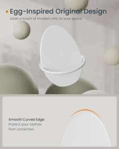 SONGMICS Set 4 carlige perete, design oval din otel, 5 kg per carlig, 9x5x7 cm, alb perlat