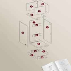 VASAGLE Set 2 noptiere inguste, cu 2 sertare si compartiment deschis, PAL si MDF, 30x25x65 cm, bej si alb