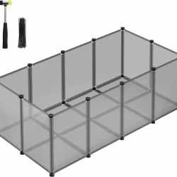 SONGMICS Tarc modular pentru animale mici, ABS, configurabil, 125x63x42 cm, gri