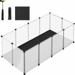 SONGMICS Tarc animale mici modular cu placi de baza si covoras impermeabil, 145x73x57 cm, transparent