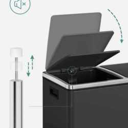 SONGMICS Cos de gunoi din inox cu 2 compartimente colectare selectiva, cu galeti interioare, 2x24 litri, negru