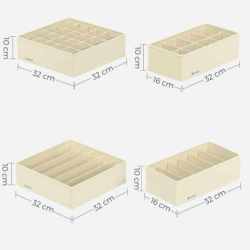 SONGMICS Organizator lenjerie set 8 cutii pliabile din material textil, pentru sertare si dulap, bej