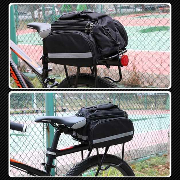 SAKWA-ROWEROWA-TORBA-NA-BAGAZNIK-ROWER-ODBLASKOWA-KUFER-POJEMNY-30L-Szerokosc-produktu-35-cm