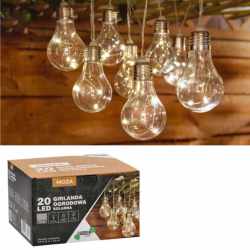 Ghirlanda luminoasa, LED, model Moza, 20 becuri, 580cm, incarcare solara, lumina alb cald