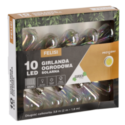 Ghirlanda luminoasa, LED, model Felisi, 10 becuri, 380cm, incarcare solara, lumina alb multicolor