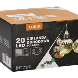 Ghirlanda luminoasa, LED, model Loris, 20 becuri, 580cm, incarcare solara, lumina alb multicolor