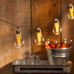 Ghirlanda luminoasa, LED, model Hemma, 10 becuri, 380cm, incarcare solara, lumina alb cald