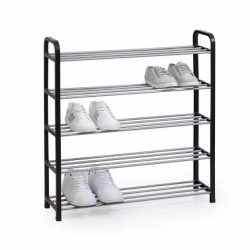 Etajera pantofi 5Five din metal si plastic, 4 niveluri pentru 16 perechi, 70x19x76 cm, negru