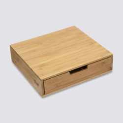 Suport capsule 5Five din bambus cu sertar mare si separatoare detasabile, 35x31x8 cm, natur