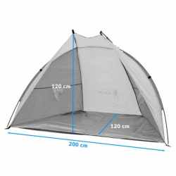 Cort plaja pentru 2 persoane, cu protectie UV si podea izolanta, 200x120x120 cm, albastru