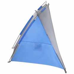 Cort plaja pentru 2 persoane, cu protectie UV si podea izolanta, 200x120x120 cm, albastru si gri
