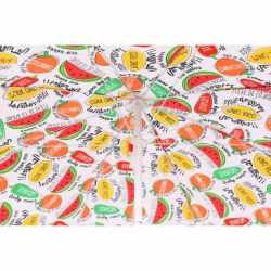 Umbrela plaja 180 cm cu imprimeu fructe, structura otel, reglabila pe inaltime si inclinare, multicolor