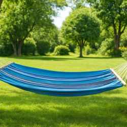 Hamac gradina cu bara din lemn, material textil, 120 kg, 200x100 cm, albastru