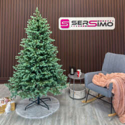 Brad artificial Sersimo, Scandinavia, verde cu varfuri argintii, integral 3D, 210 cm