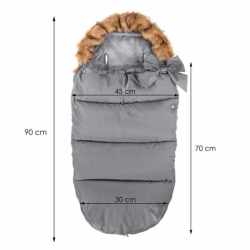 Sac iarna de bebelusi pentru carucior, marime universala, 90x45cm, gri inchis