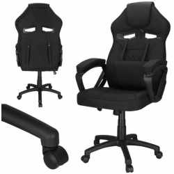 Scaun de birou ergonomic cu reglaj pe inaltime, functie de balans si perna lombara, 59x52x125 cm, negru