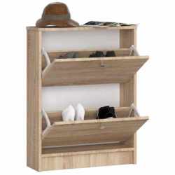 Dulap pantofi cu 2 usi rabatabile, PAL laminat 16 mm, 60x20x80 cm, stejar sonoma