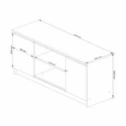 Comoda TV cu 2 usi si o polita, PAL laminat 16 mm, 120x40x55 cm, stejar sonoma si alb