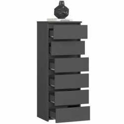 Comoda cu 6 sertare, PAL laminat 16 mm, 40x35x109 cm, gri