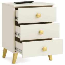 Comoda MOBI K-03 cu 3 sertare, PAL laminat 16 mm, 40x37x58 cm, casmir cu detalii aurii