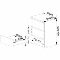 Noptiera cu 3 sertare, PAL laminat 16 mm, 40x35x57 cm, alb