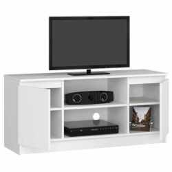 Comoda TV cu 2 usi si o polita, PAL laminat 16 mm, 120x40x55 cm, alb