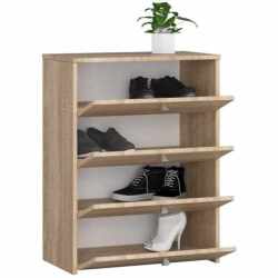 Dulap pantofi RUBIN 4 niveluri, cu usi rabatabile, PAL laminat 16 mm, 66x36x85 cm, stejar sonoma