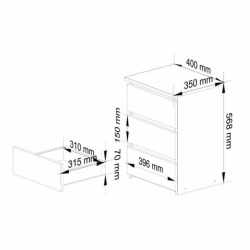 Noptiera cu 3 sertare, PAL laminat 16 mm, 40x35x57 cm, gri si stejar artisan