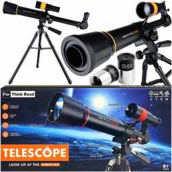 Telescop pentru copii cu stativ si 2 oculare pentru observarea cerului, 46x43x33 cm, negru