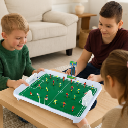 Joc fotbal de masa cu jucatori pe arc, set complet cu 22 figurine si tabla de scor, 50x37x13 cm