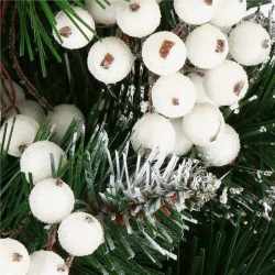 Set decorativ ramuri cu merisoare rosii artificiale inghetate, 15 cm, 200 boabe, alb