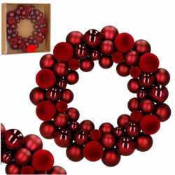 Coronita decorativa cu globuri rotunde, 55 bucati, plastic, 2.5–4.5 cm, rosu