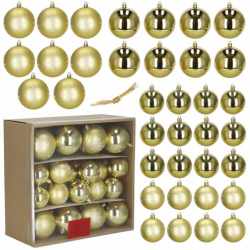 Set globuri Craciun 36 bucati, diverse modele, diametru 6-8 cm, auriu