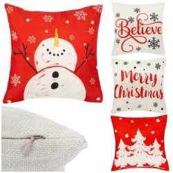 Set 4 fete de perna decorative, 40x40 cm, motive de Craciun, rosu alb